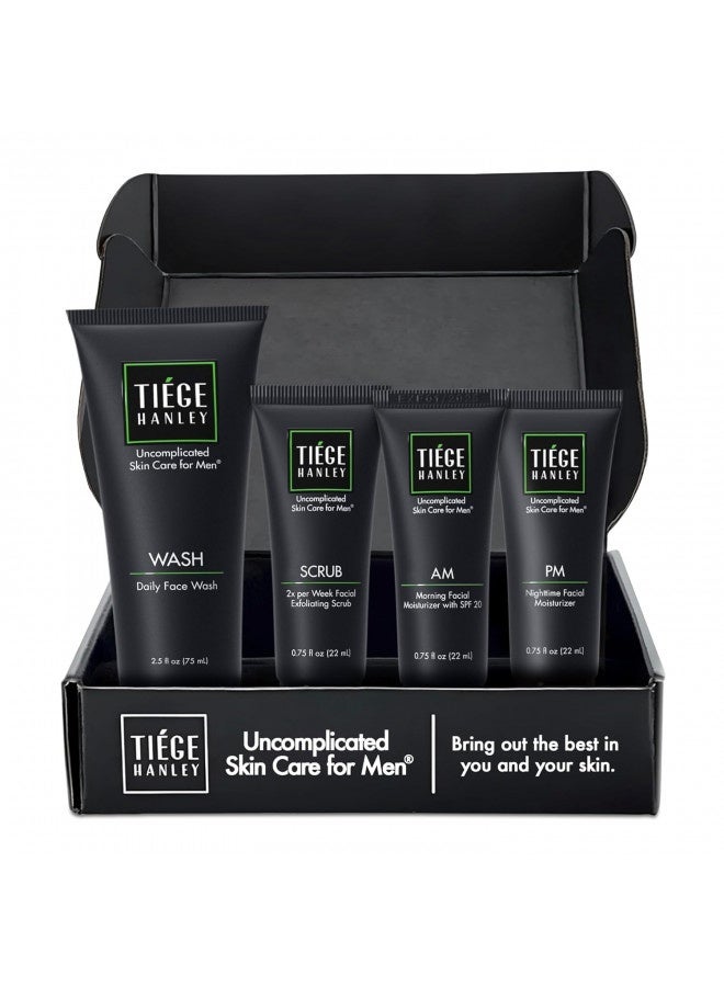 Tiege Hanley Essential Skin Care Routine For Men | Skin Care System Level 1 | Face Wash, Scrub, And Two Moisturizers | Made In Usa | 30 Day Supply
