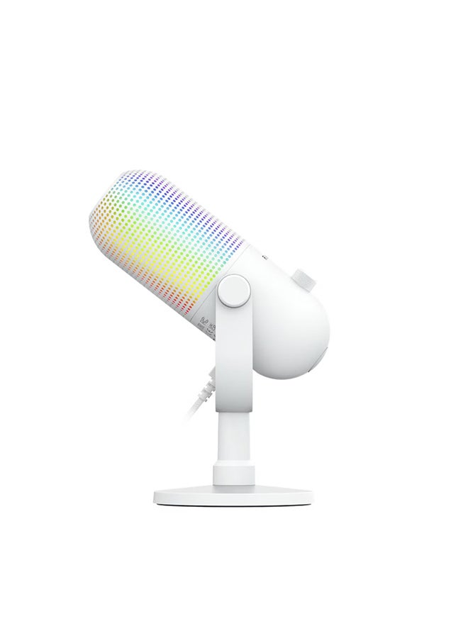 Razer Seiren V3 Chroma RGB USB Microphone: Stream & Game Reactive Lighting - Tap-to-Mute Sensor - Condenser Mic - Digital Gain Limiter & Shock Absorber - PC, Discord, OBS Studio, XSplit - White