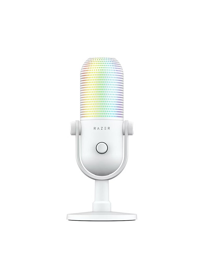 Razer Seiren V3 Chroma RGB USB Microphone: Stream & Game Reactive Lighting - Tap-to-Mute Sensor - Condenser Mic - Digital Gain Limiter & Shock Absorber - PC, Discord, OBS Studio, XSplit - White
