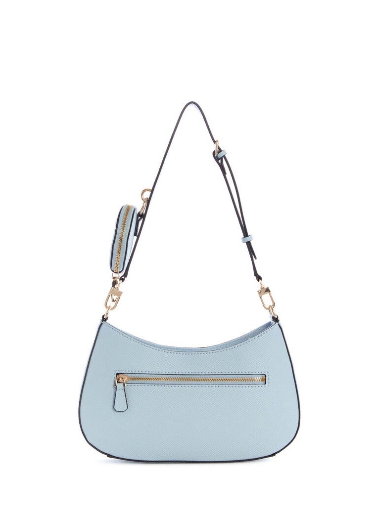 Ladies Fashion zipper shoulder bag blue