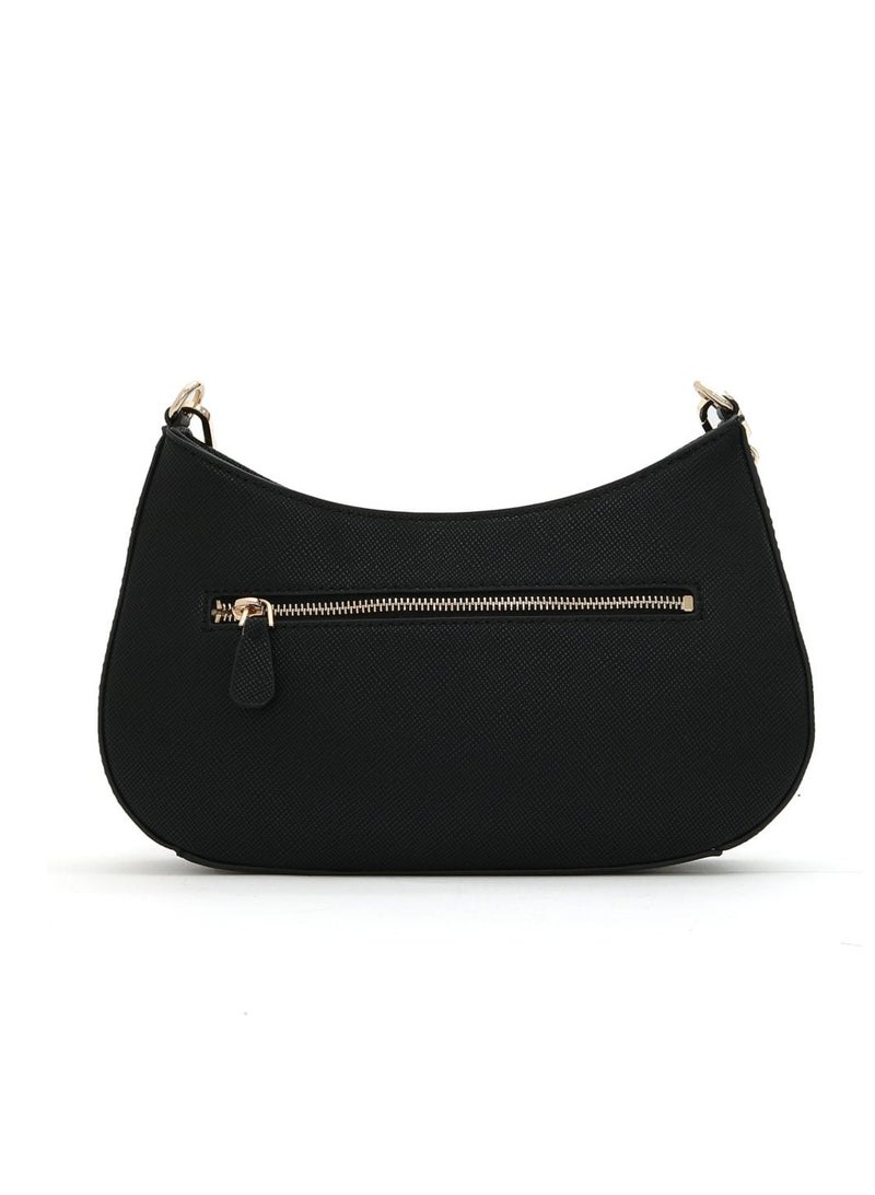 Ladies' Fashion Zipper Shoulder Bag Black