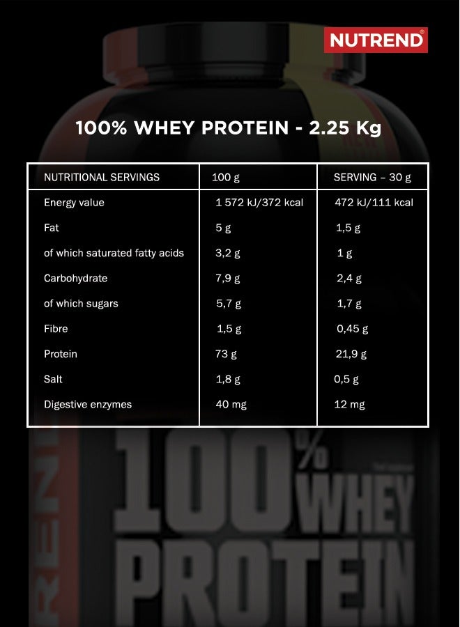 Whey Protein 100% 2250g, Banana Strawberry Flavor - Premium Whey Protein for Muscle Growth and Recovery