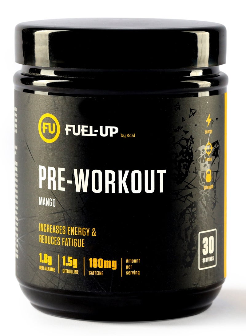 Pre Workout - Mango Flavour-1.8g Beta Alanine-1.5g Citrulline- 180mg Caffeine- 30 Servings- 300g