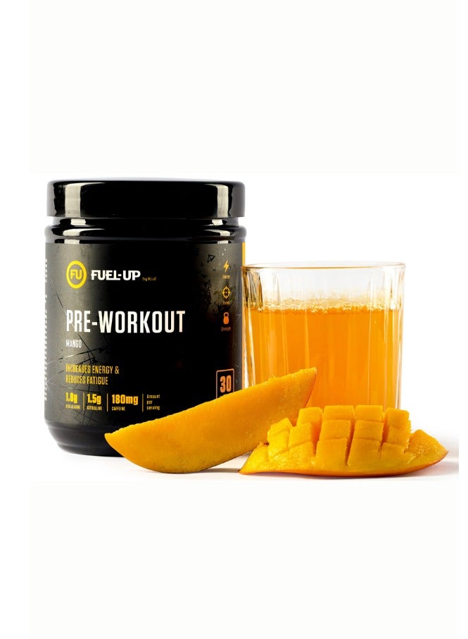 Pre Workout - Mango Flavour-1.8g Beta Alanine-1.5g Citrulline- 180mg Caffeine- 30 Servings- 300g