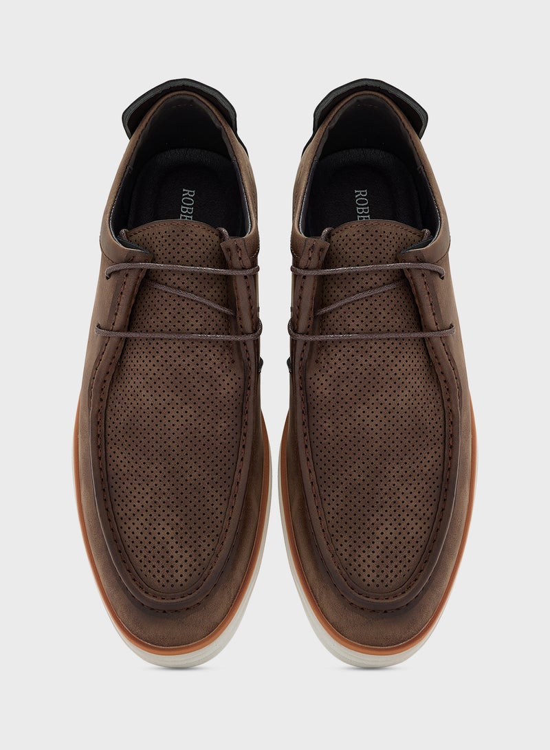 Perforation Detail Casual Lace Ups