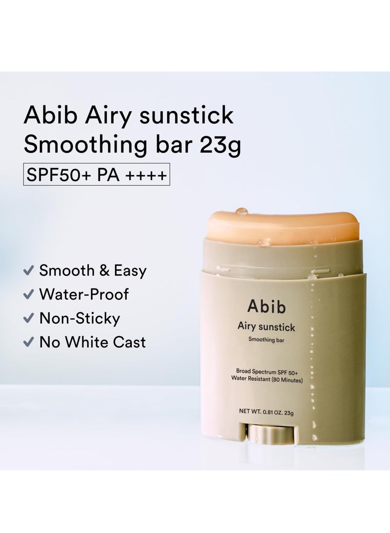 Abib Airy Sunstick Smoothing Bar SPF50 – Non-Sticky Matte Finish Sun Protection for Face and Body, Long-Lasting Korean Sun Stick