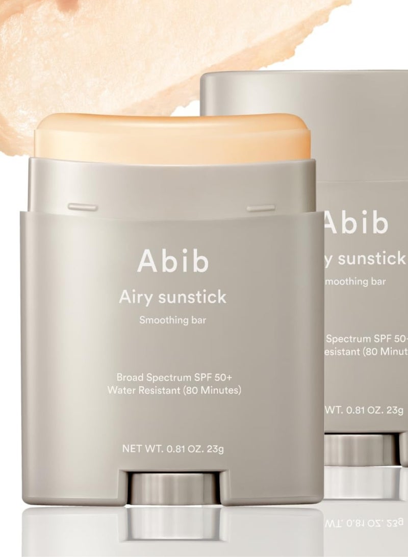 Abib Airy Sunstick Smoothing Bar SPF50 – Non-Sticky Matte Finish Sun Protection for Face and Body, Long-Lasting Korean Sun Stick