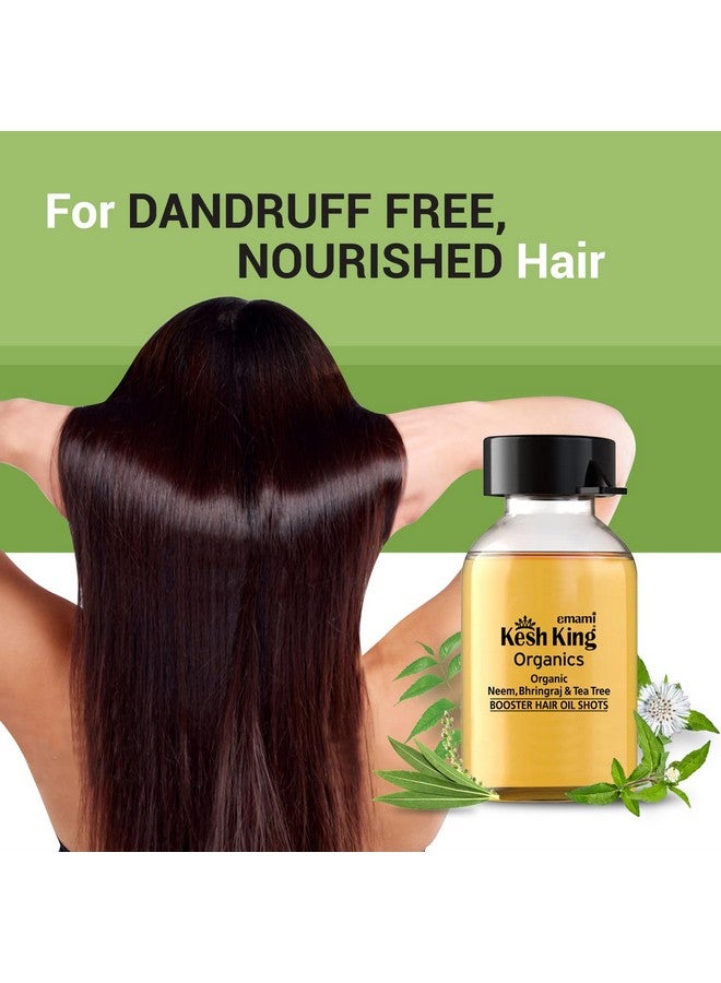 Organics Organic Neem, Bhringraj & Tea Tree Booster Hair Oil Shots |Scalp Rejuvenator & Anti-Dandruff - 48Ml