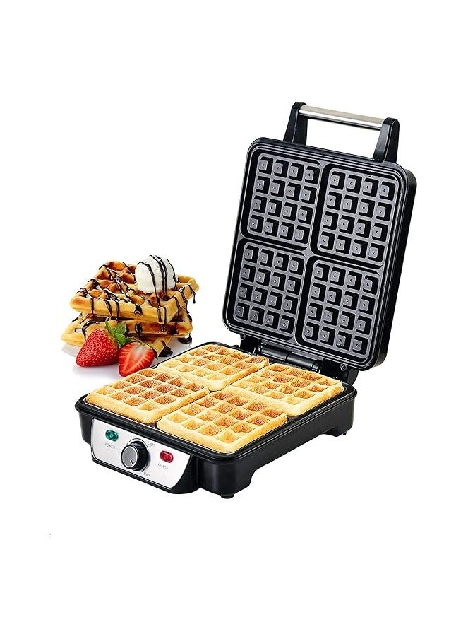 Electric Two Slice Waffle Maker, Non-Stick Plates, 850W Power, Adjustable Temperature Control, Easy-to-Clean, Compact Design for Homemade Belgian Waffles, Breakfast Kitchen Appliance