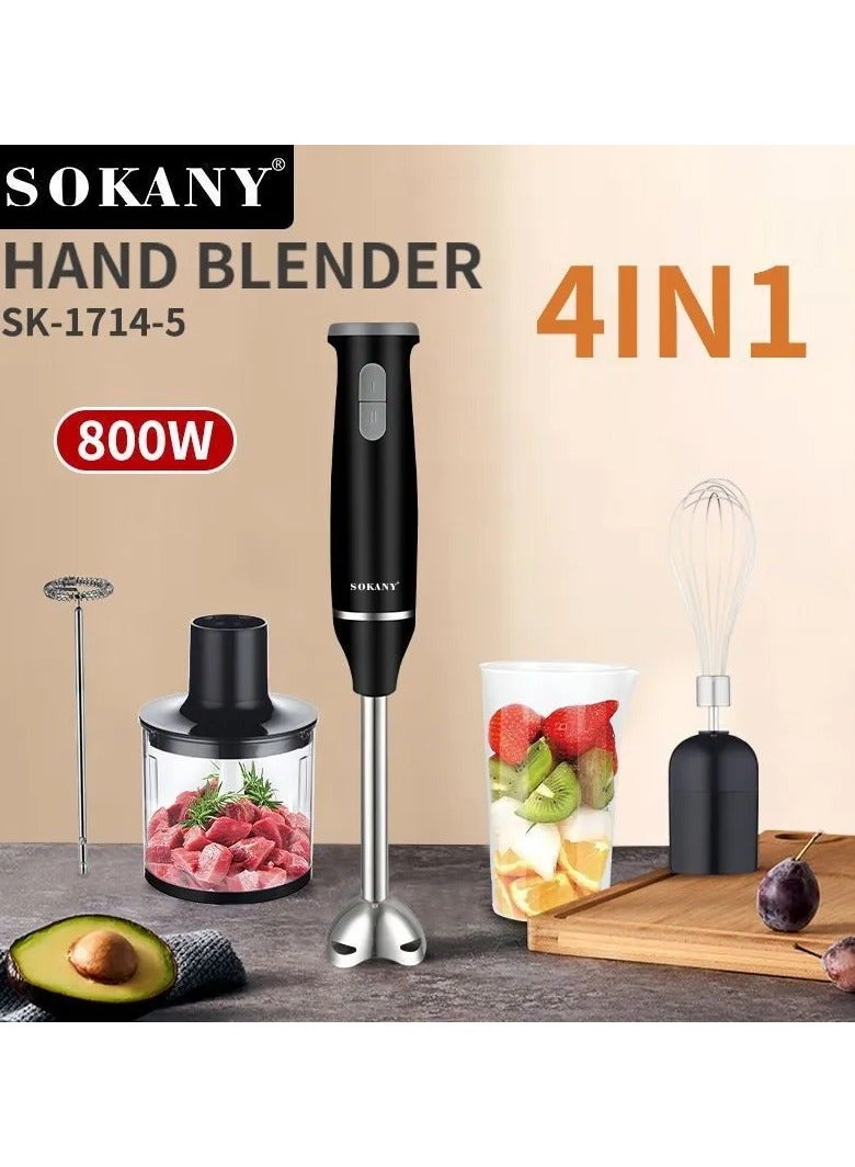 Sokany 5 In 1 Hand Blender & Food Mixer - 800 Watt (SK-1714-5)