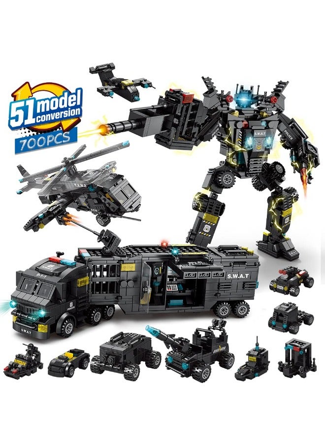 51-in-1 Robot STEM Building Blocks Toy – 700PCS Educational Engineering Set for Boys Age 8-12 | Creative Building Bricks Truck Kit – Ideal Gift for Kids Aged 6-13