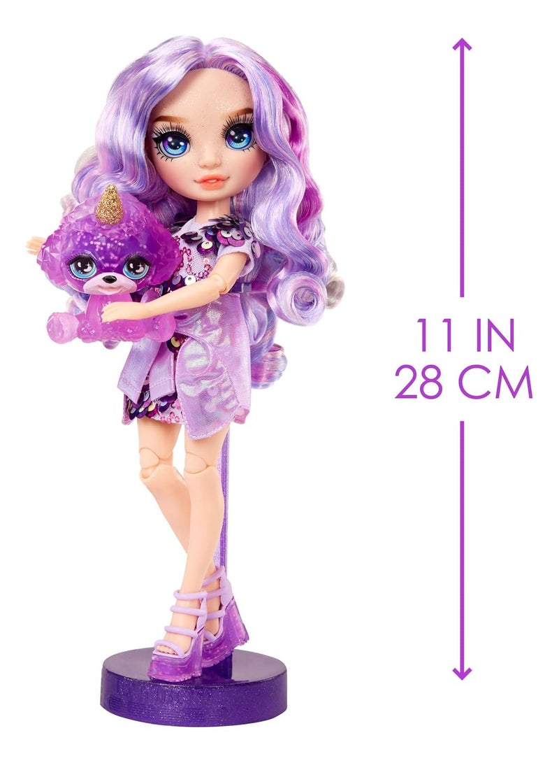 Rainbow High Violet (Purple) with Slime Kit & Pet - Purple 11” Shimmer Doll