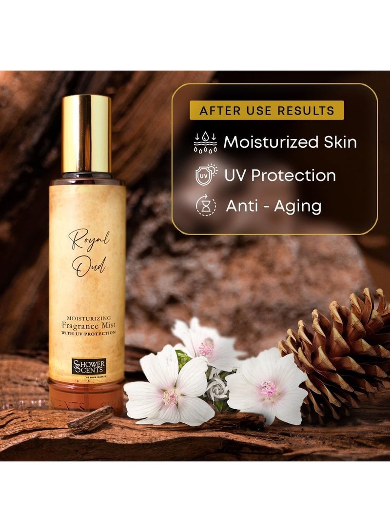 Shower Scents Royal Oud Moisturizing Fine Fragrance Body Mist With Hyaluronic Acid, Pro - Vitamin B5 and UV Protection 250ml