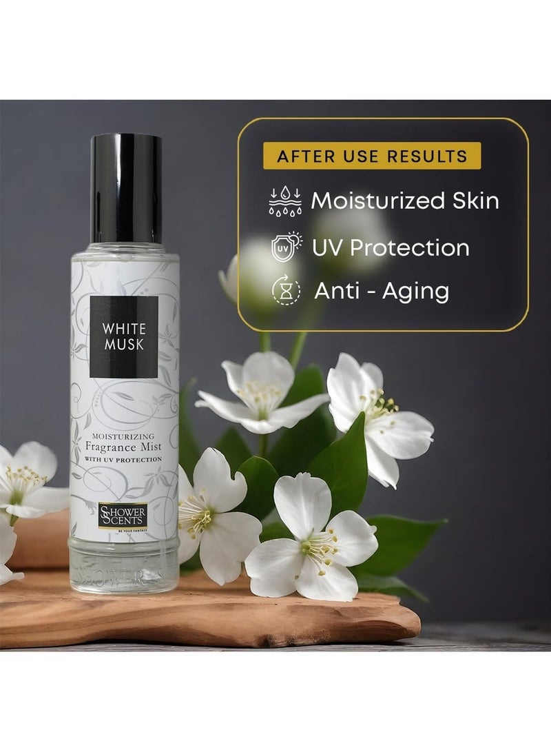 Shower Scents White Musk Moisturizing Fine Fragrance Body Mist With Hyaluronic Acid, Pro - Vitamin B5 and UV Protection 250ml