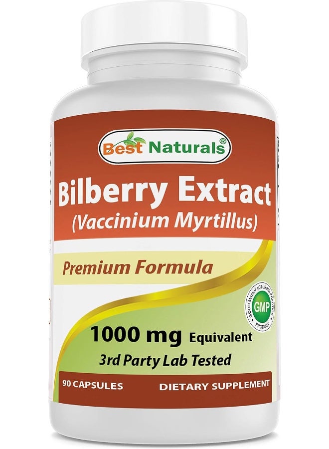 Best Naturals Bilberry Extract 1000mg Capsule (Non-GMO) Supports Healthy Vision, 90 Count