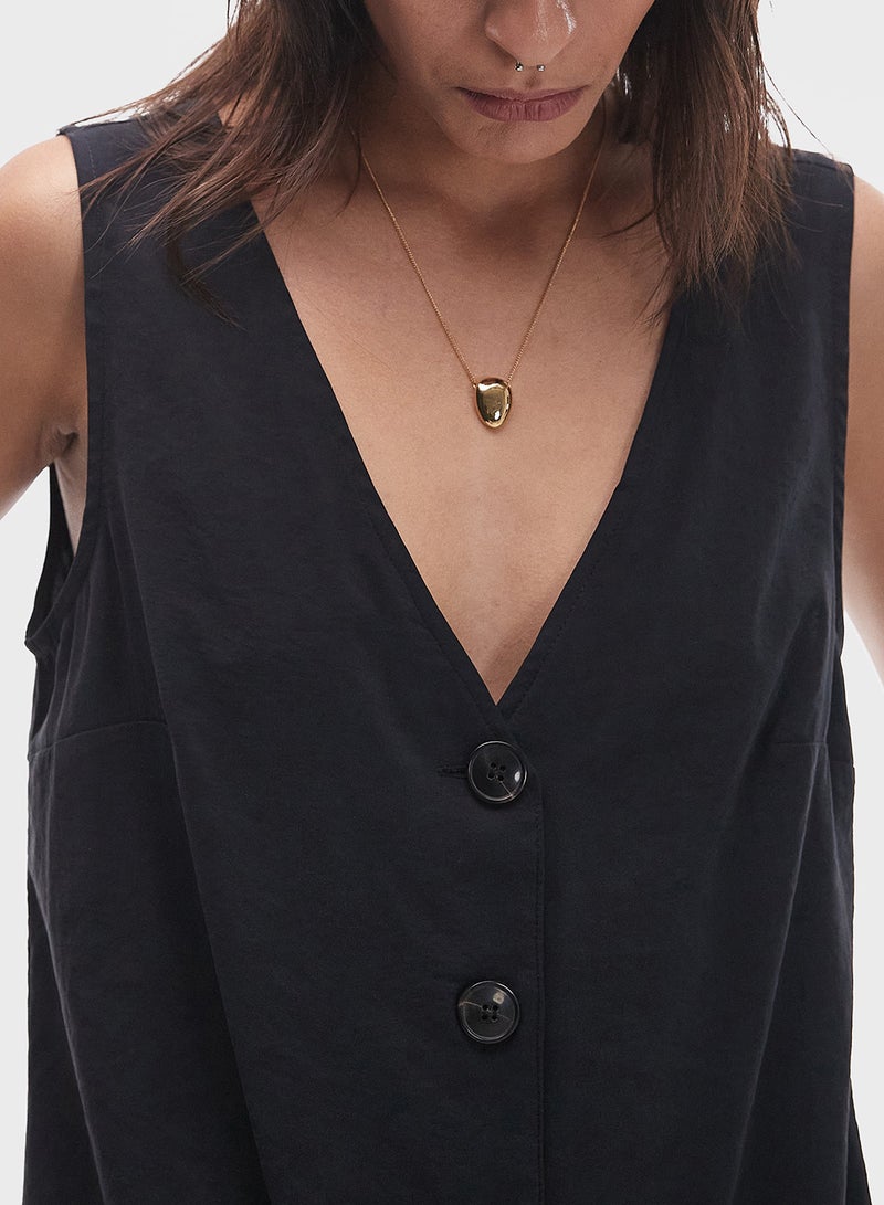 Button Down Pocket Detail Playsuit