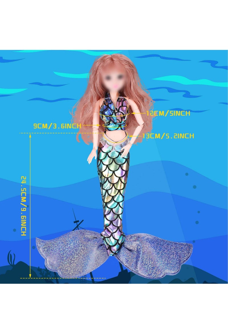 Mermaid Doll Accessories - 3 Sets Colorful Mermaid Tail Dresses & Bikini Swimwear for 11.5-12 Inch Dolls - Perfect Birthday Gift for Girls (Blue, Pink, Purple)