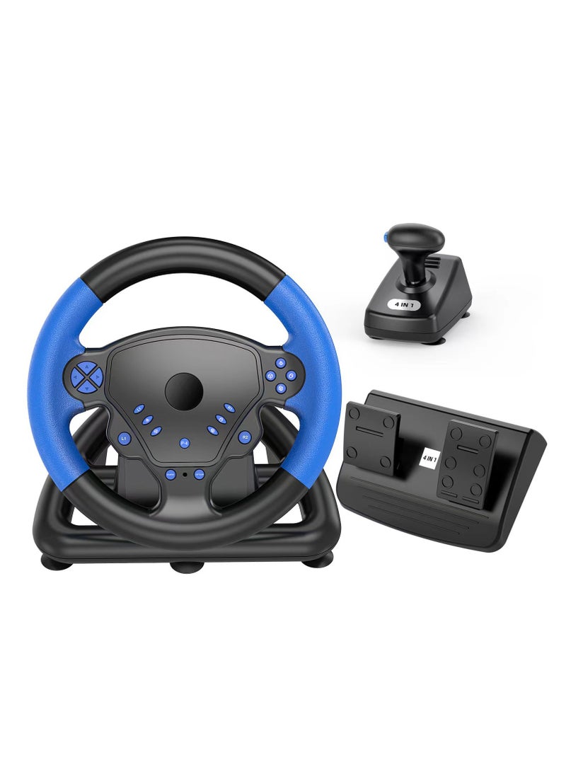 Degree Gaming Racing Steering Wheel with Pedals and Shifters Black Color Compatible with PS5 PS4 PS3 PC Android Device