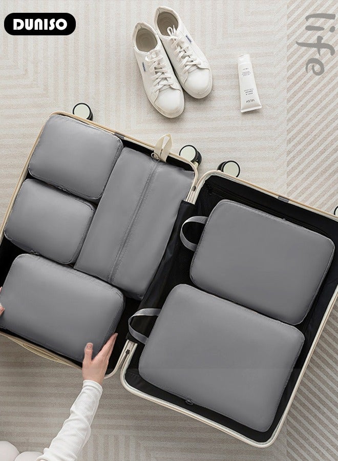 6 PCS Packing Cubes for Suitcases, Travel Storage Bag Set, Waterproof Travel Luggage Organizer, Multi-Functional Compression Organizer Bags, Travel Packing Kit for Man and Women Travel Essentials