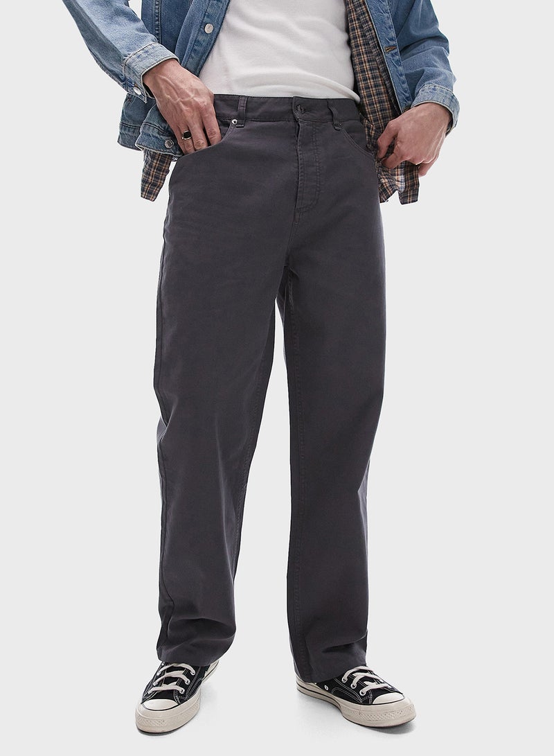 Topman loose cnavas trousers in charcoal