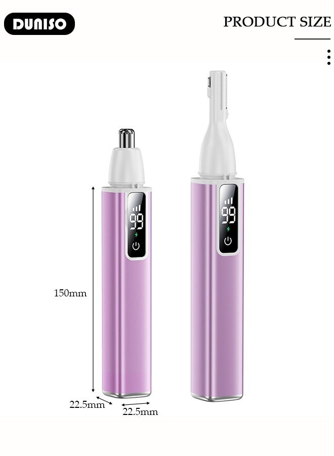 Electric Eyebrow Trimmer, Rechargeable Painless Hair Remover with 3 Gear Adjustment , Detachable Cordless Eyebrow Hair Remover with LED Display, Facial Hair Remover for Women