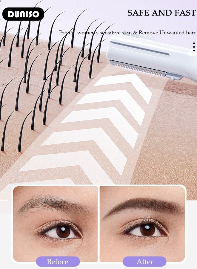 Electric Eyebrow Trimmer, Rechargeable Painless Hair Remover with 3 Gear Adjustment , Detachable Cordless Eyebrow Hair Remover with LED Display, Facial Hair Remover for Women