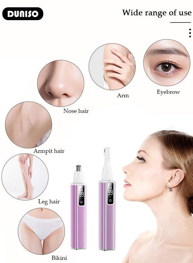 Electric Eyebrow Trimmer, Rechargeable Painless Hair Remover with 3 Gear Adjustment , Detachable Cordless Eyebrow Hair Remover with LED Display, Facial Hair Remover for Women