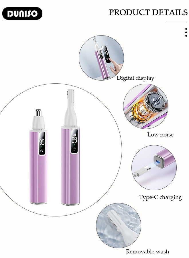 Electric Eyebrow Trimmer, Rechargeable Painless Hair Remover with 3 Gear Adjustment , Detachable Cordless Eyebrow Hair Remover with LED Display, Facial Hair Remover for Women