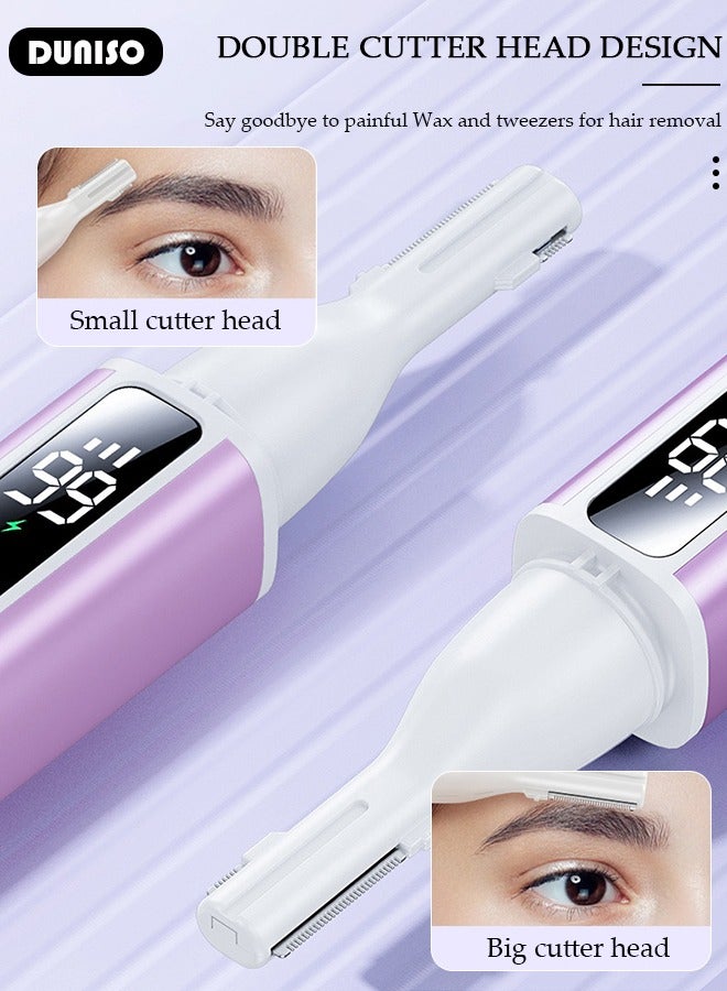 Electric Eyebrow Trimmer, Rechargeable Painless Hair Remover with 3 Gear Adjustment , Detachable Cordless Eyebrow Hair Remover with LED Display, Facial Hair Remover for Women