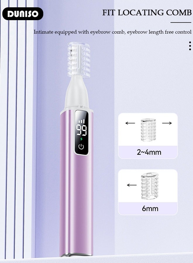 Electric Eyebrow Trimmer, Rechargeable Painless Hair Remover with 3 Gear Adjustment , Detachable Cordless Eyebrow Hair Remover with LED Display, Facial Hair Remover for Women