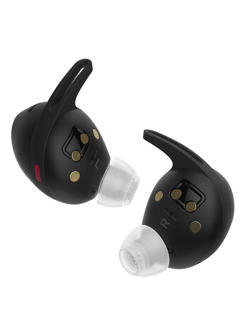 Momentum Sports Earbuds with Fitness Tracking for Heart Rate and Body Temperature - Crystal Clear Sound with Adaptive ANC Function, Secure Fit, 24 Hours Battery Life - Graphite