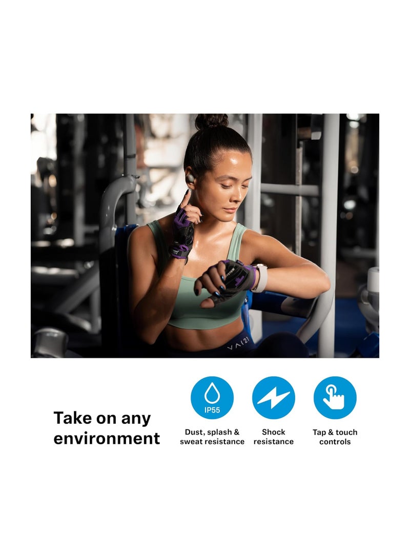 Momentum Sports Earbuds with Fitness Tracking for Heart Rate and Body Temperature - Crystal Clear Sound with Adaptive ANC Function, Secure Fit, 24 Hours Battery Life - Graphite