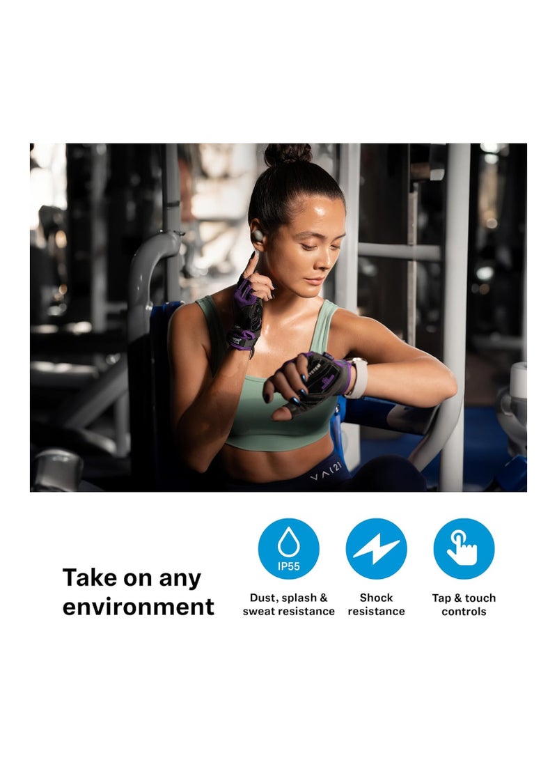 Momentum Sport Bluetooth Headphones, Fitness Tracker for Heart Rate and Body Temperature, Adaptable ANC, Secure Fit, IP55 Sweat Resistance and 24 Hours Battery Life, Graphite