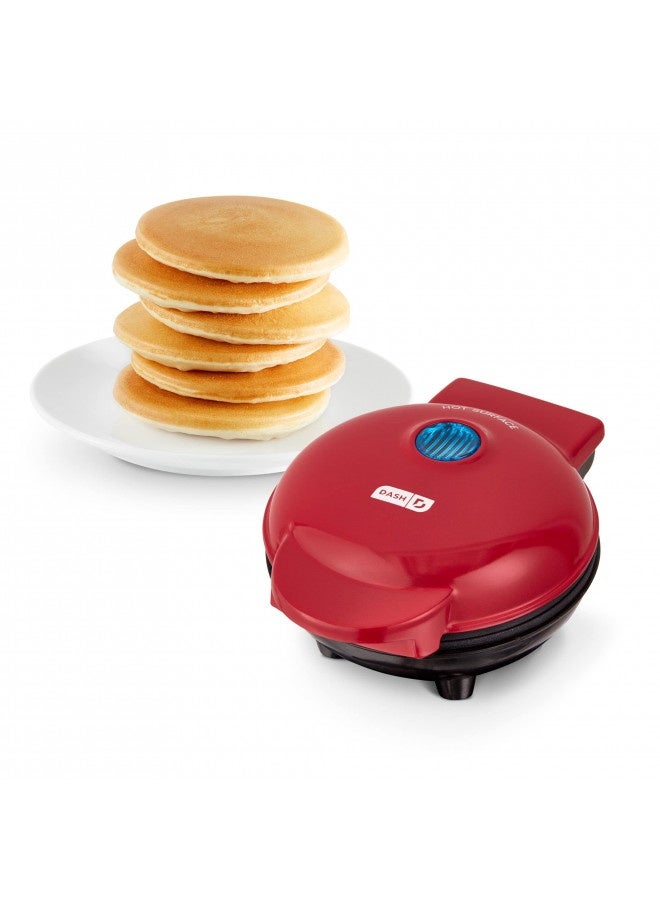 Dash Mini Maker Electric Round Griddle For Individual Pancakes, Cookies, Eggs And Other On The Go Breakfast, Lunch And Snacks With Indicator Light + Included Recipe Book - Red