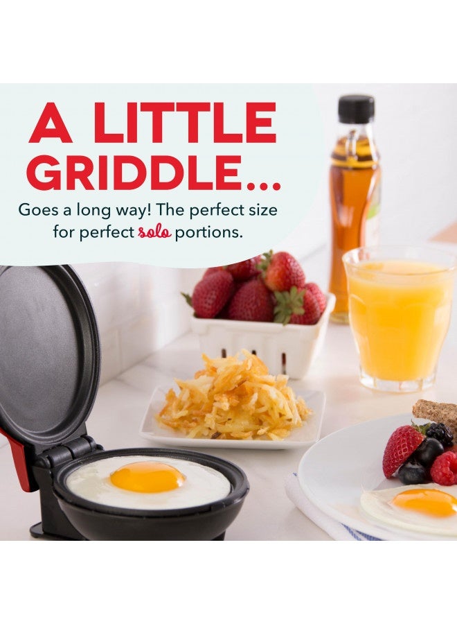 Dash Mini Maker Electric Round Griddle For Individual Pancakes, Cookies, Eggs And Other On The Go Breakfast, Lunch And Snacks With Indicator Light + Included Recipe Book - Red