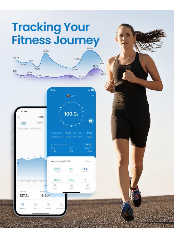 RENPHO Smart Scale, Body Fat Scale, Digital Bathroom Scale for Body Weight, Body Composition Analysis, Highly Accurate BMI Scale with APP, 400lbs, Includes Batteries, White-Elis 1