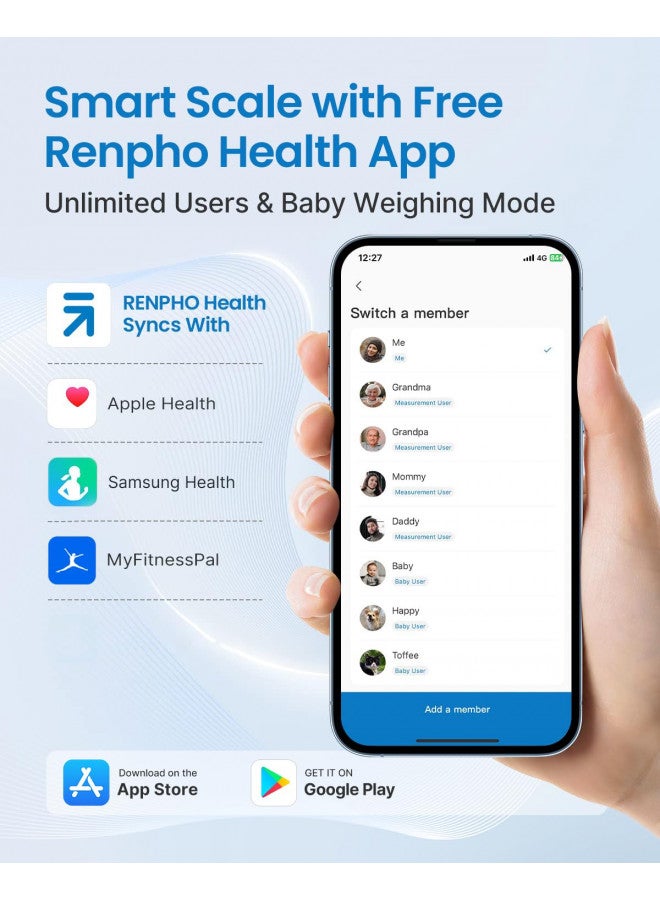 RENPHO Smart Scale, Body Fat Scale, Digital Bathroom Scale for Body Weight, Body Composition Analysis, Highly Accurate BMI Scale with APP, 400lbs, Includes Batteries, White-Elis 1