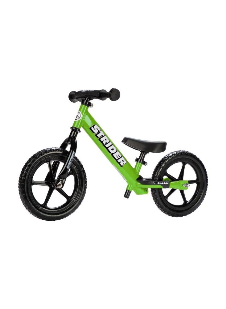 Strider 12” Sport Bike - No Pedal Balance Bicycle for Kids 18 Months to 5 Years - Includes Safety Pad, Padded Seat, Mini Grips & Flat-Free Tires - Tool-Free Assembly & Adjustments