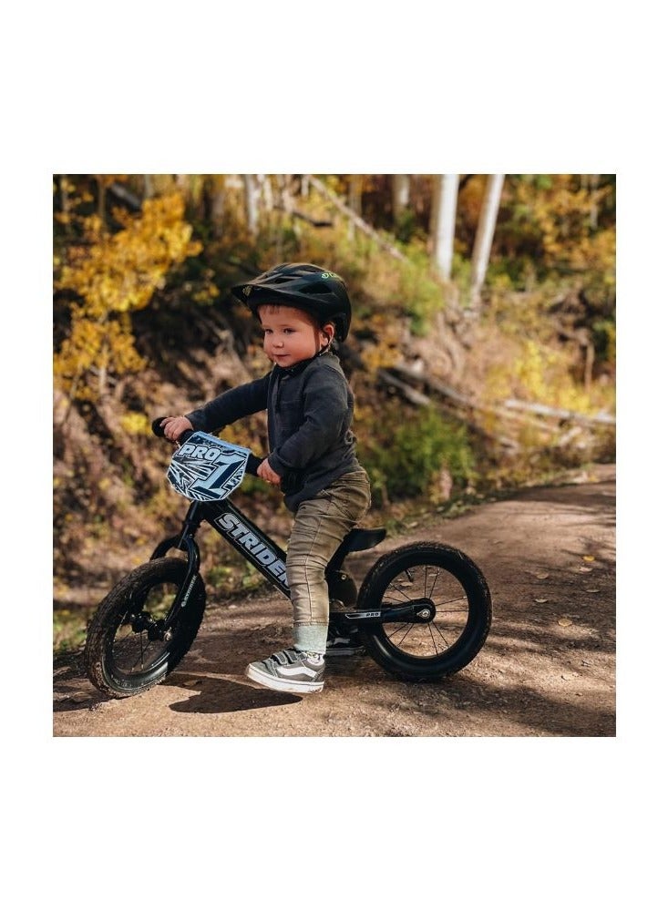 Strider 12” Pro Bike - No Pedal Balance Bicycle for Kids 18 Months to 5 Years - Includes Safety Pad, Padded Seat, Mini Grips & Flat-Free Tires - Tool-Free Assembly & Adjustments