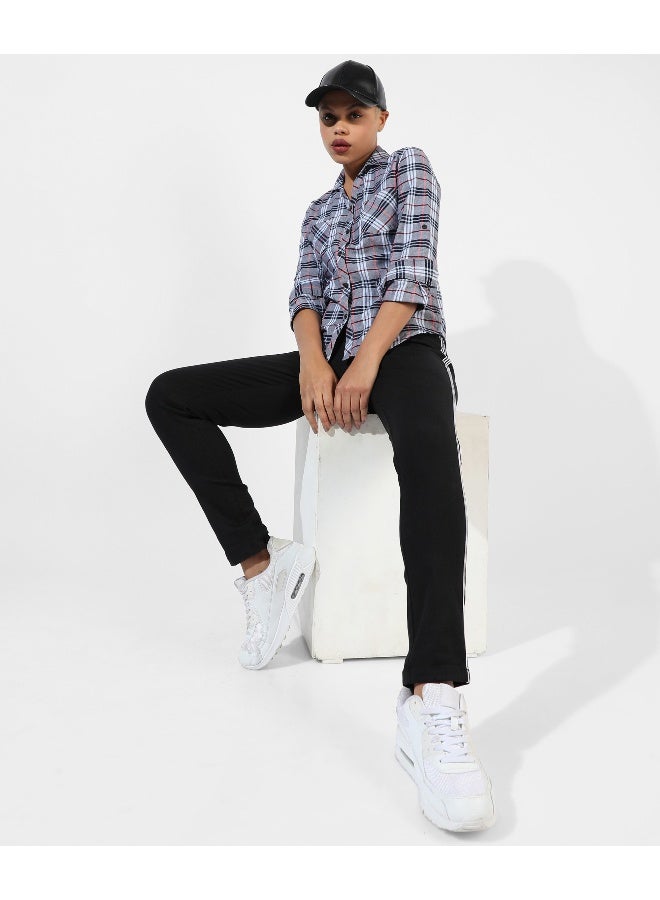 Women's Grey Checkered Regular Fit Shirt