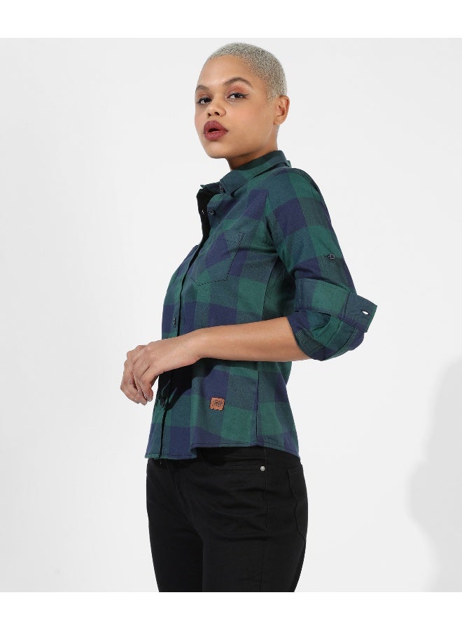 Women's Multicolour Checkered Regular Fit Shirt