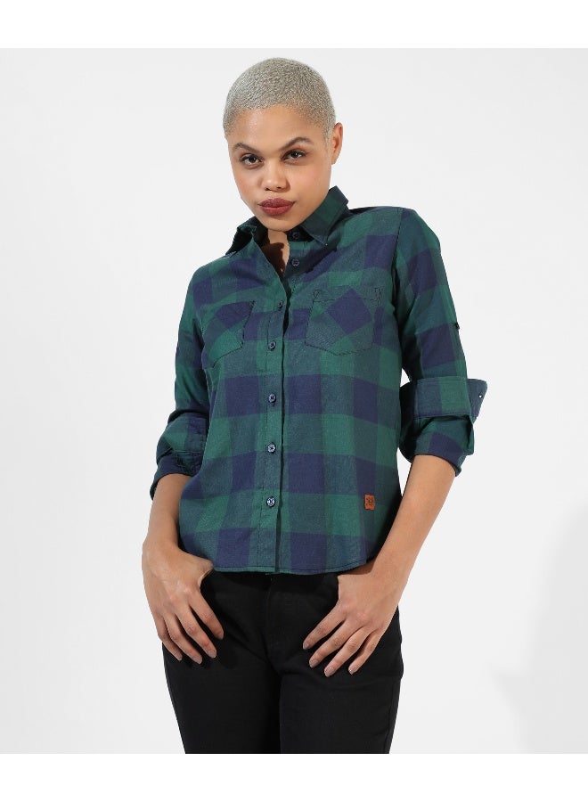 Women's Multicolour Checkered Regular Fit Shirt