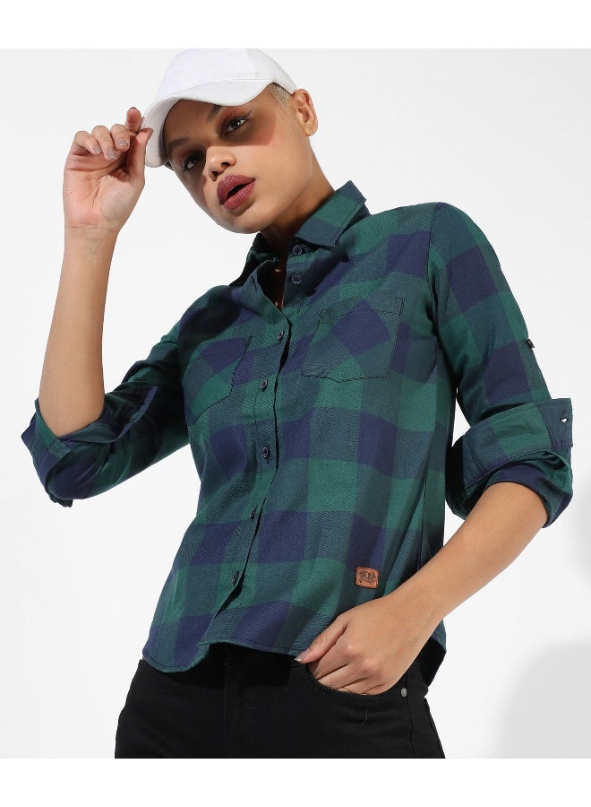 Women's Multicolour Checkered Regular Fit Shirt