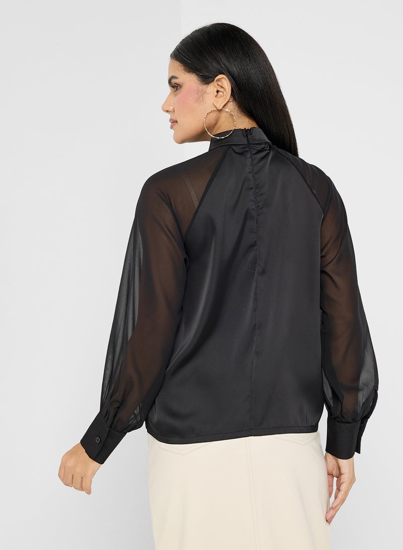 Ruched Top With Keyhole Neck