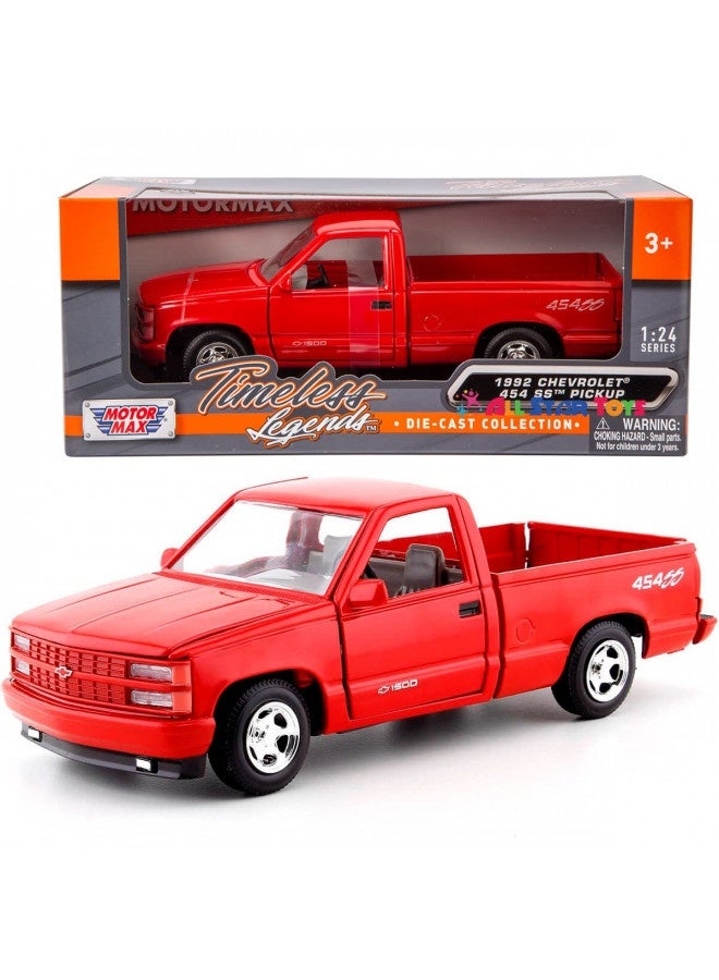 1992 Chevy 454Ss Pick Up Truck, Red - Showcasts 73203 - 1/24 Scale Diecast Model Car By Motor Max