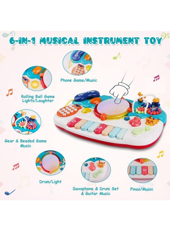 6-in-1 Baby Musical Toys | Educational Keyboard Piano & Drum Set for Toddlers (12-18 Months) - Fun Learning Tabletop Game for Kids