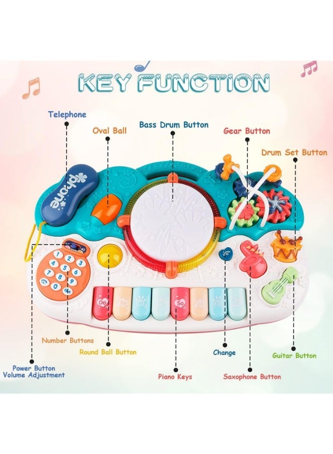 6-in-1 Baby Musical Toys | Educational Keyboard Piano & Drum Set for Toddlers (12-18 Months) - Fun Learning Tabletop Game for Kids