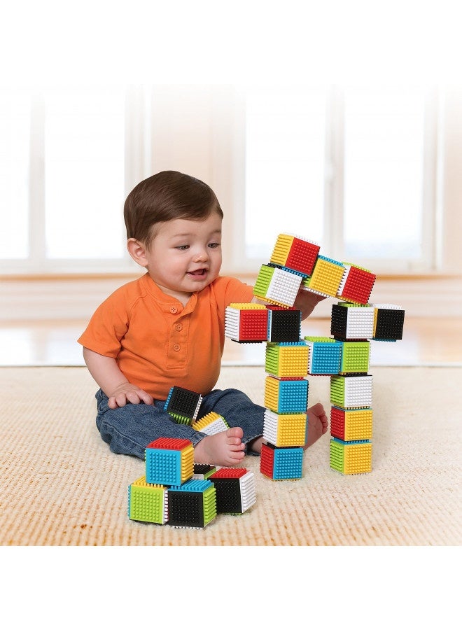 Infantino Press And Stay Sensory Blocks For Babies Age Grade 6M+ , 24-Piece Set, Multicolor