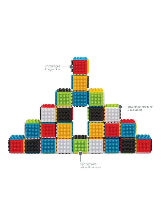 Infantino Press And Stay Sensory Blocks For Babies Age Grade 6M+ , 24-Piece Set, Multicolor