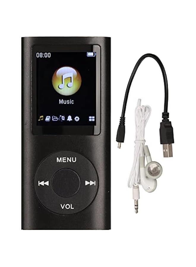 Support TF Cards MP3 Player, Stylish Multifunctional Lossless Sound Slim 1.8 Inch LCD Screen Portable MP3 Music Player (Black)